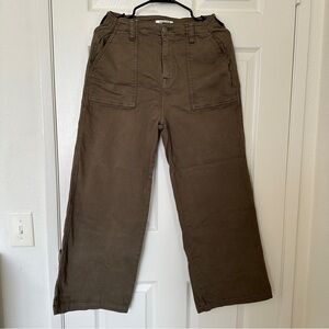 Vigoss Dylan High Rise Wide Leg Crop Pants Women’s Size 30 Olive Workwear Style